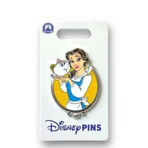 2025 Disney Parks Princess Portrait Silver Frame Belle Miss Potts Chip OE Pin